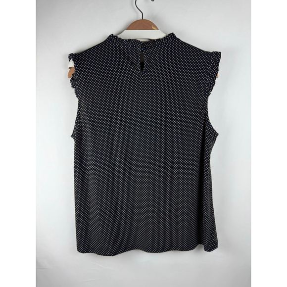 Women's Adrianna Papell Polka Dot Blouse Navy/Tan Size XL - Picture 2 of 5